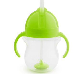 Munchkin Any Angle Weighted Straw Trainer Cup with Click Lock Lid, 7 Ounce, Green