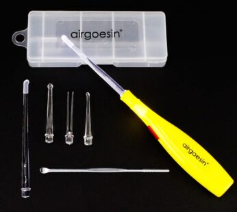 Airgoesin Upgraded Lighted Tonsil Stone Remover Tool, Yellow, 4 Tips, Tonsillolith Pick +