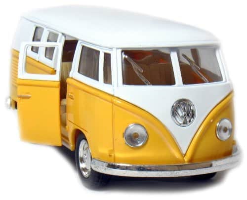 KiNSMART 5in Die-cast 1962 VW Classic Bus 1/32 Scale (Yellow), Pull Back n Go Action. For