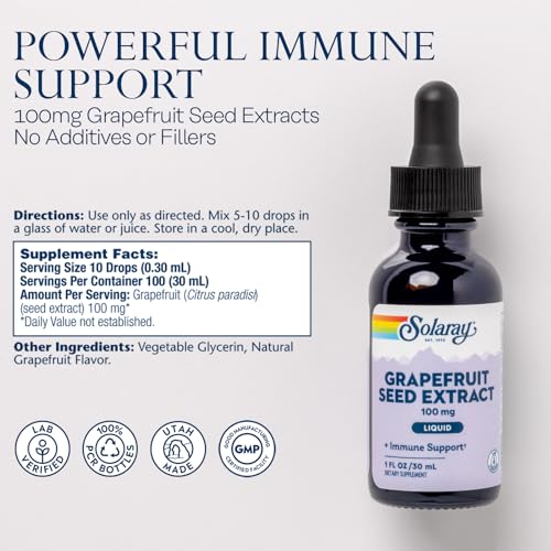 SOLARAY Grapefruit Seed Extract Liquid 100mg - Immune Support Supplement w/Antioxidants an - Image 2