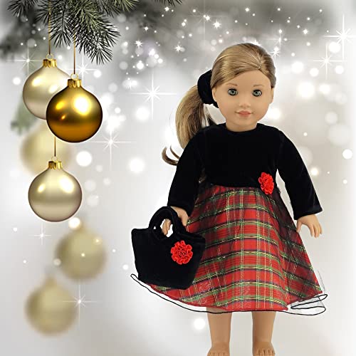 Emily Rose 18" Doll Clothes - 18" Doll Holiday Dress with Black Velvet Top | 18-in Doll Pa - Image 3