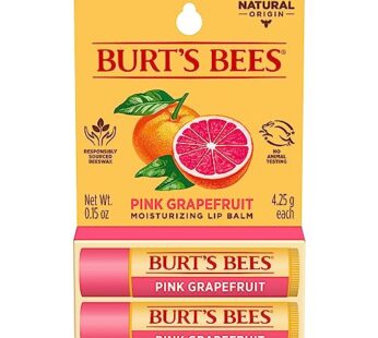Burt’s Bees Lip Balm – Pink Grapefruit, Lip Moisturizer With Responsibly Sourced Beeswax,
