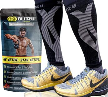 BLITZU Calf Brace for Women Men, Calf and Shin Supports and Pain Relief Black S-M