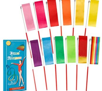 YGEOMER 12pcs Dance Ribbons, Gymnastics Ribbon for Twirling, Artistic Dancing, Gymnastics,