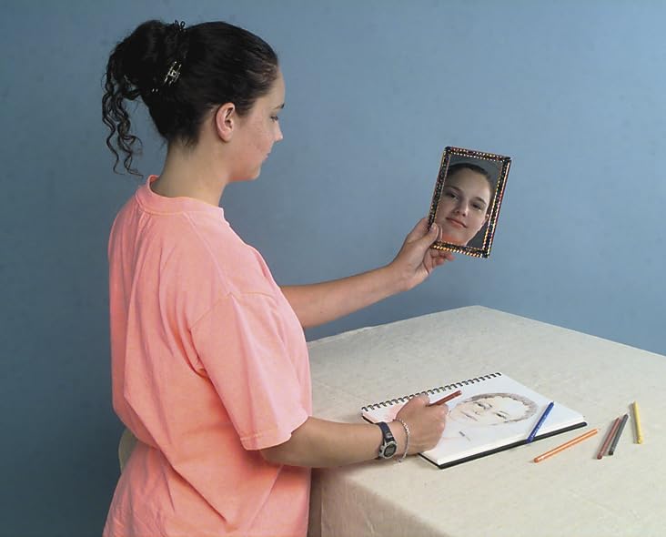 School Smart Rounded Corner Personal Acrylic Mirror with Magnetic Back, 5 L x 7 W in, Asso - Image 2