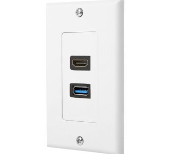 ZEXMTE HDMI and USB 3.0 Wall Plate HDMI Wall Charger Outlet Mount Socket Face Plate Panel