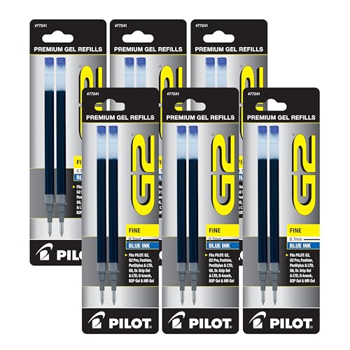 Value Pack of 6 - Pilot G2 Gel Ink Refill, 2-Pack for Rolling Ball Pens, Fine Point, Blue