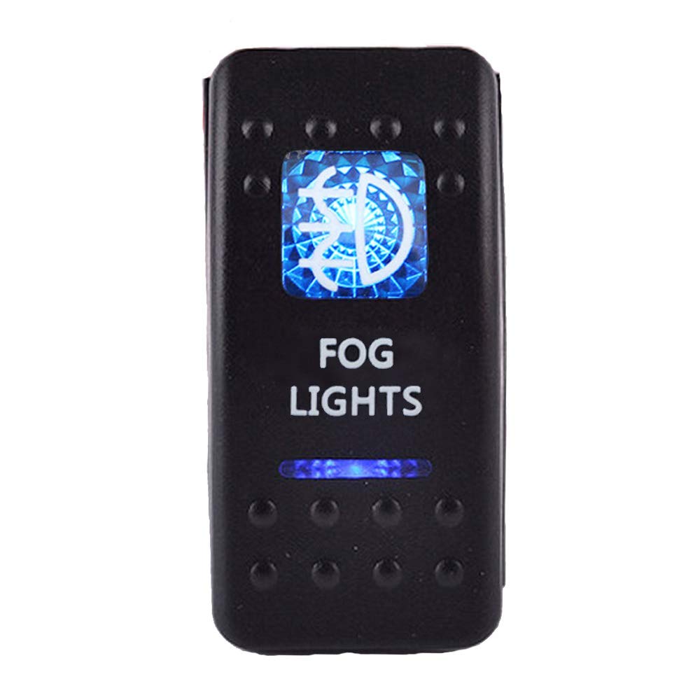 ESUPPORT Car Blue LED Fog Light Rocker Toggle Switch ON OFF 12V 20A, 24V 10A - Image 2