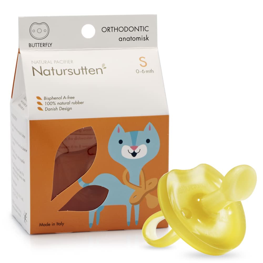 Natursutten Pacifiers 0-6 Months - 1-Pack Butterfly Shield Orthodontic Nipple Natural Rubb - Image 2