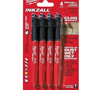Milwaukee 48-22-3104 Inkzall Point Marker, Fine, Black, 4-Pack