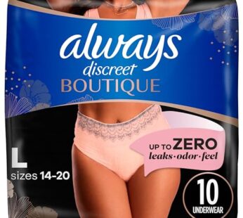 Always Discreet Boutique Incontinence Underwear for Women, Large, 10 Count (Packaging May