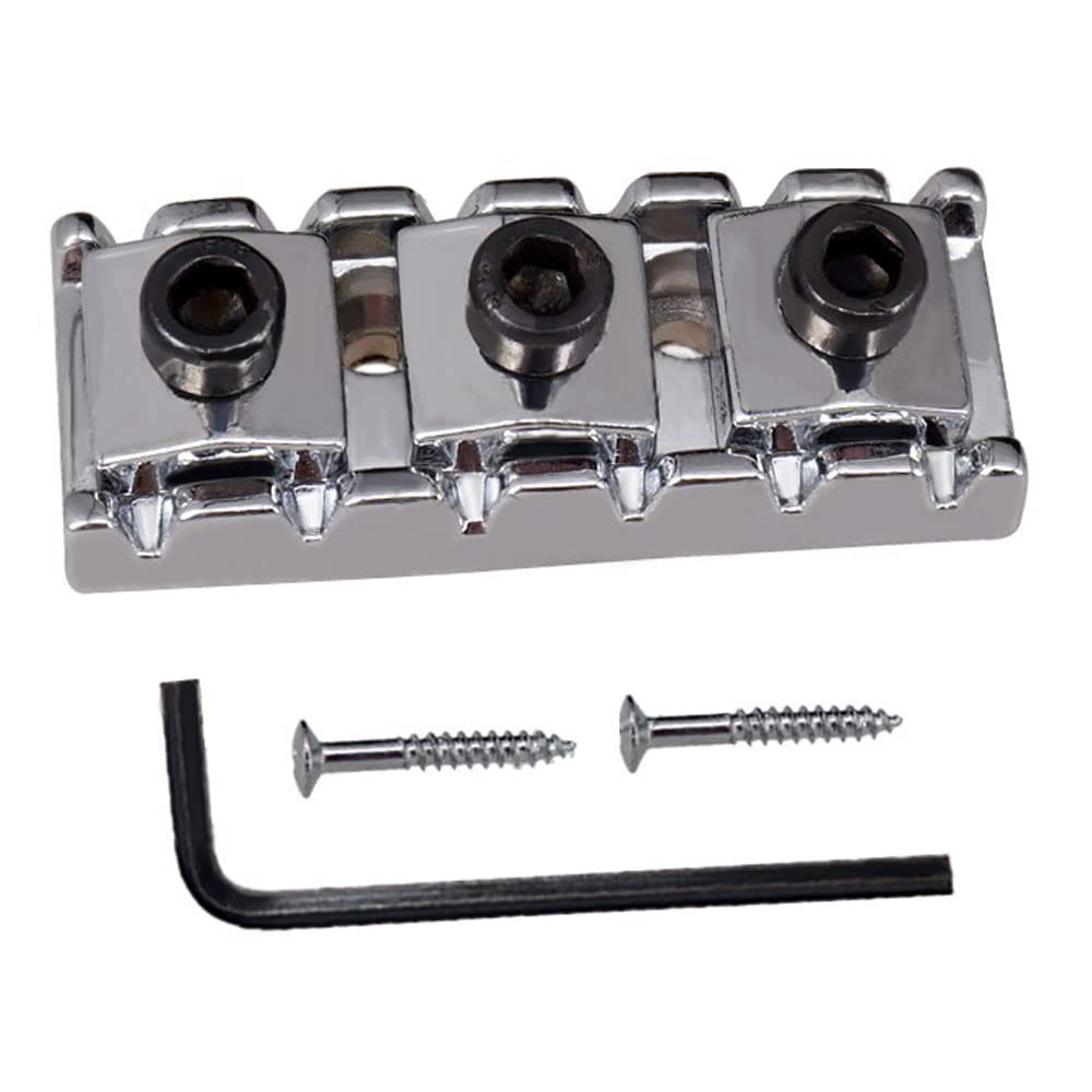 R3 Electric Guitar String Locking Nut for Floyd Rose Tremolo Bridge 43mm (Chrome with Blac