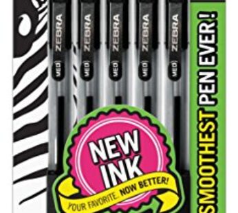 Zebra Pen Z-Grip Retractable Ballpoint Pen, Medium Point, 1.0mm, Black Ink – 5 Pieces (222