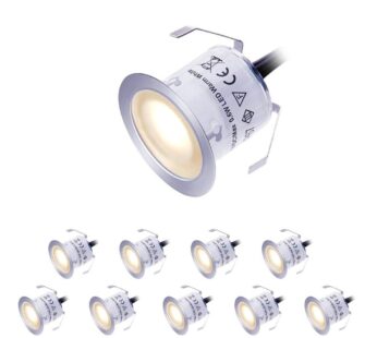LED Deck Lights Kit 12V Low Voltage Waterproof IP67 Warm White Recessed Deck Lighting In G