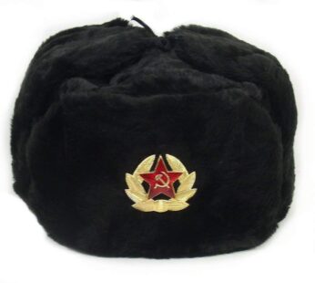 SIBERHAT Russian Soviet Army Black KGB Fur Military Cossack Ushanka Hat Size M