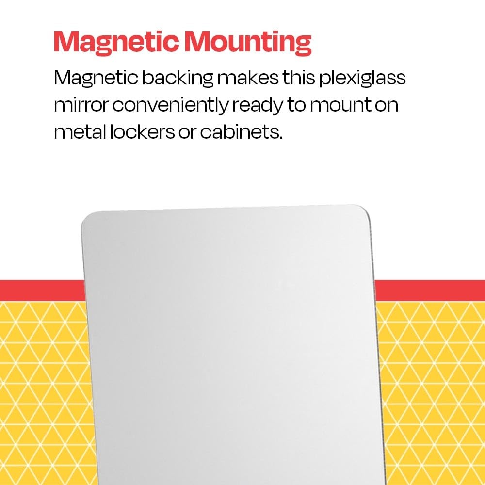 School Smart Rounded Corner Personal Acrylic Mirror with Magnetic Back, 5 L x 7 W in, Asso - Image 4