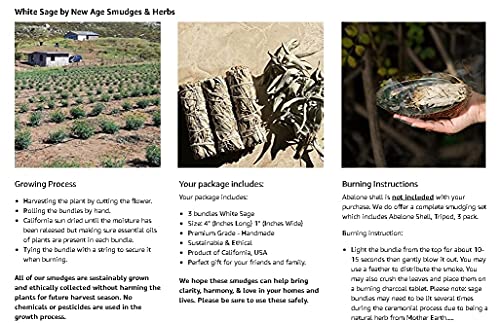 (Pack of 3)-New Age Smudges & Herbs -Premium California White Sage Incense 4 Inches Long. - Image 2