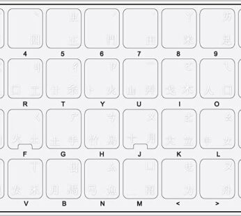 Chinese Keyboard Stickers Transparent Background with White Lettering