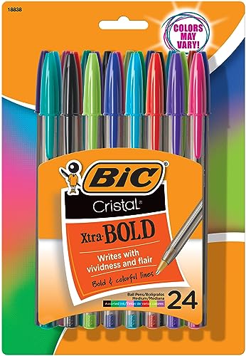 BIC Cristal Xtra Bold Ballpoint Pens, Bold Point (1.6mm) For Vivid And Dramatic Lines, Ass