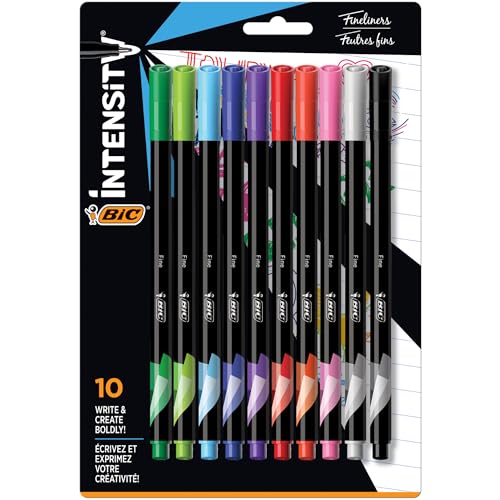 BIC Intensity Fineliner Marker Pen, Fine Point (0.4 mm), Assorted Colors, 10-Count, Model