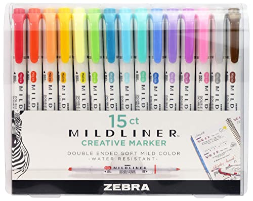 Zebra Pen Mildliner Double Ended Highlighter Set, Broad and Fine Point Tips, Assorted Ink