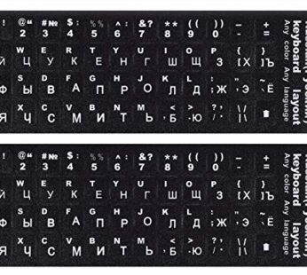 Russian Keyboard Stickers(2PACK), Russian-Englsih Keyboard Letters Replacement Stickers Wh