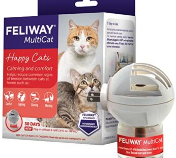 FELIWAY MultiCat Calming Pheromone Diffuser for house-cats, 30 Day Starter Kit (48 mL)