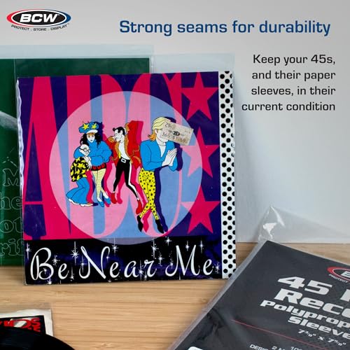 BCW 100 Vinyl 45 RPM 7" Record Poly Outer Record Sleeves | Album Covers | Crystal Clear | - Image 6