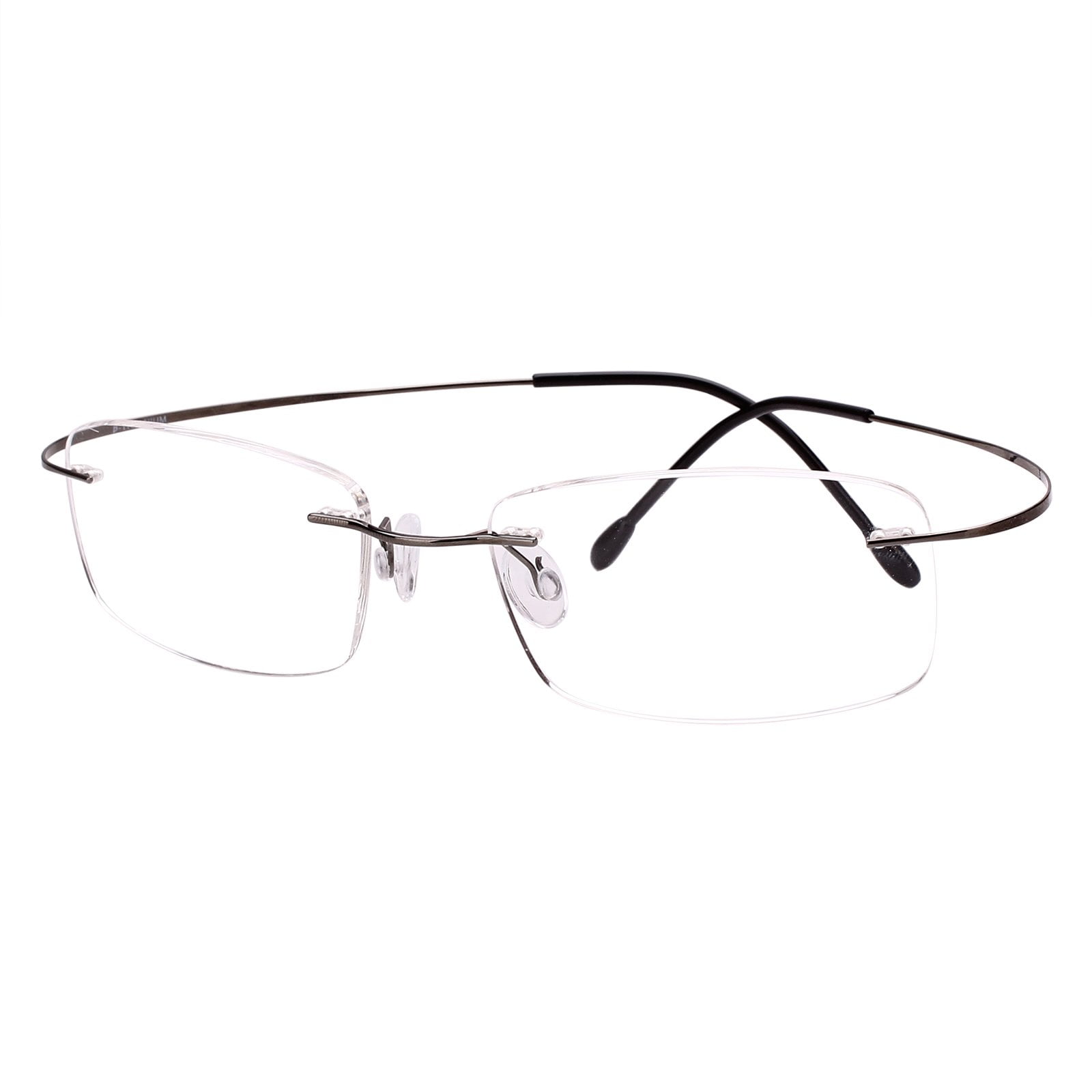 Agstum Titanium Rimless Flexible Frame Hingeless Optical Eyeglasses Clear Lens (Gunmetal,