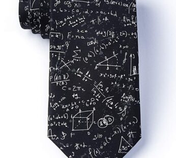 Wild Ties Men’s 100% Microfiber Math Equations Novelty Tie Necktie – BLACK (Regular Length