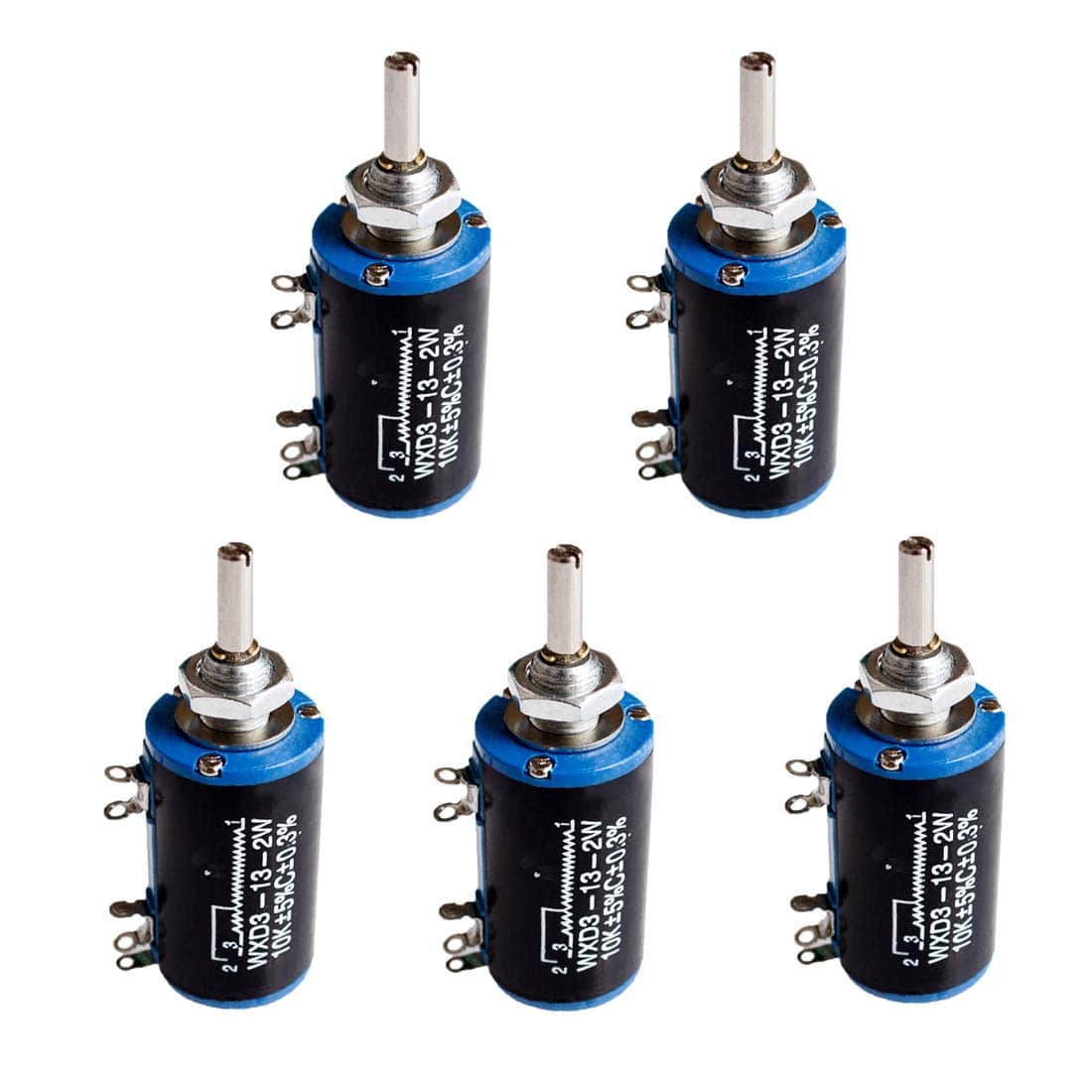 HiLetgo 5pcs WXD3-13-2W 10K Ohm Multi-Turn Wirewound Potentiometer 10K Ohm