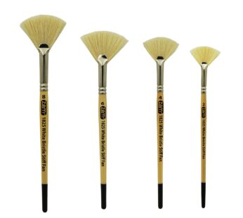 ZEM Brush White Hog Bristle Stiff Fan Brush Set Size 2,4,6,8