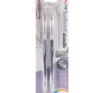 Pentel Arts Sunburst Metallic Gel Pen, Medium Line, Permanent, Silver Ink, 2 Pack (K908BP2