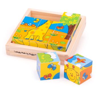 Bigjigs Toys Safari Cube Jigsaw Puzzle – 6X 9-Piece Toddler Puzzles, Quality Jigsaw Puzzle
