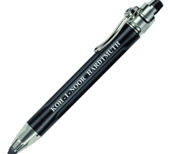 Koh-I-Noor Mechanical Hardtmuth Lead Holder with 5.6mm x 80mm Lead, Black with Clip, 1 Eac