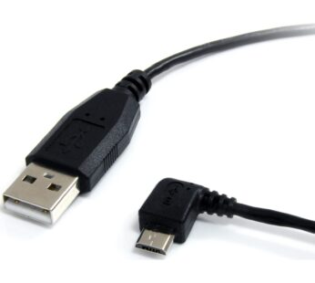 StarTech.com 1 ft. (0.3 m) USB to Micro USB Cable – USB 2.0 A to Left Angle Micro B – Blac