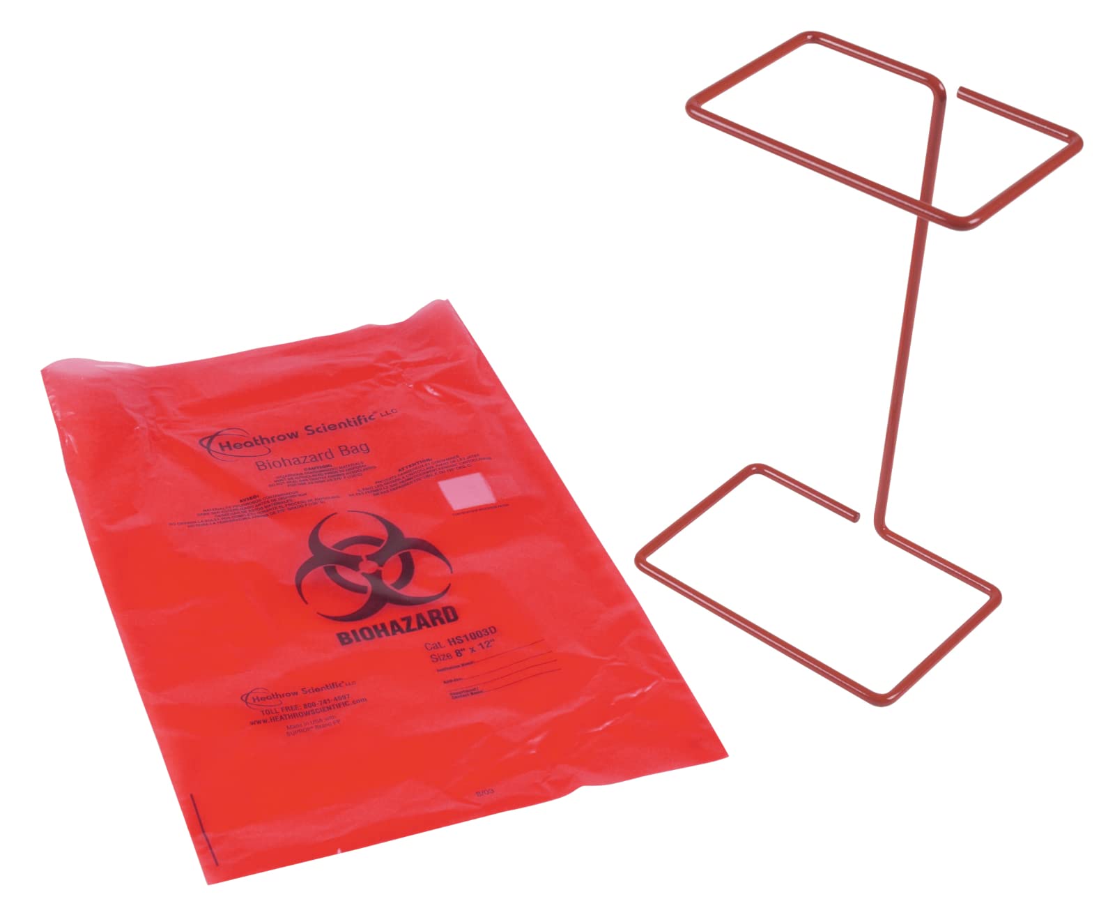 Heathrow Scientific Steel Wire Biohazard Bag Holder, Epoxy Coated, Standard-Sized (3.58 x