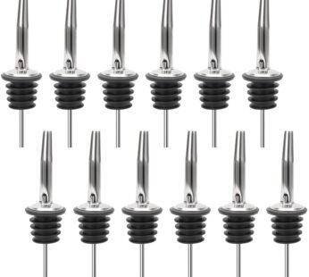 JBtek (12 Pack Stainless Steel Classic Bottle Pourers w/Tapered Spout