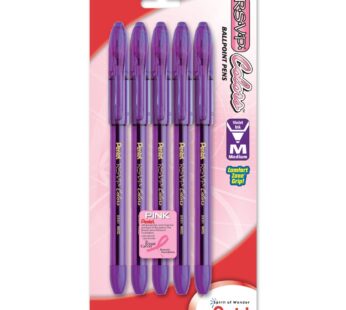 Pentel R.S.V.P. Colors Ballpoint Pen, 1.0mm, Medium Line, Violet Ink, 5 Pack (BK91CRBP5V)