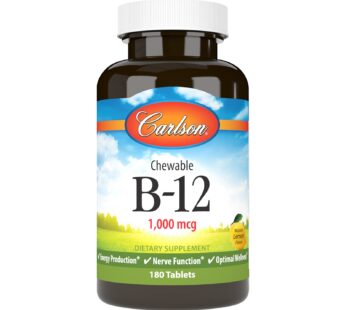 Carlson – Chewable B-12, 1000 mcg, Energy Production, Nerve Function & Optimal Wellness, L