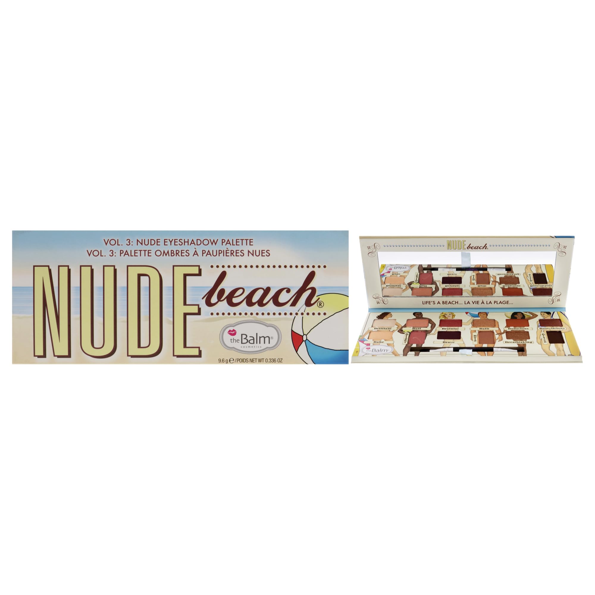 theBalm Nude Beach Eyeshadow Palette, Durable Long-Lasting, Professional Cosmetic Set, 12