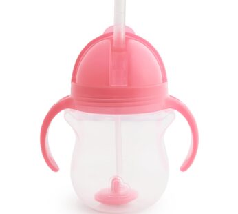Munchkin? Any Angle? Weighted Straw Trainer Cup with Click Lock? Lid, 7 Ounce, Pink