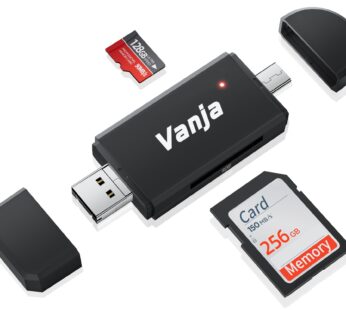 Vanja SD Card to USB Adapter, 3-in-1 USB-C USB-A Micro USB SD Card Reader,Trail Camera Mem