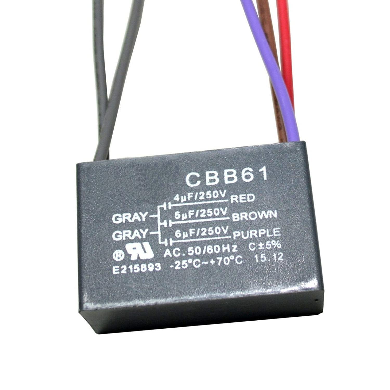 HQRP Capacitor Compatible with Hampton Bay Ceiling Fan 4uf+5uf+6uf 5-Wire CBB61 UL Listed - Image 2