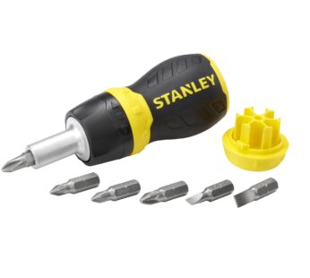 STANLEY Multi Screwdriver, Stubby Ratcheting, Including 6 Interchangeable Bits (66-358)