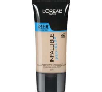 L’Oreal Paris Makeup Infallible Up to 24HR Pro-Glow Foundation, Nude Beige, 1 fl oz.