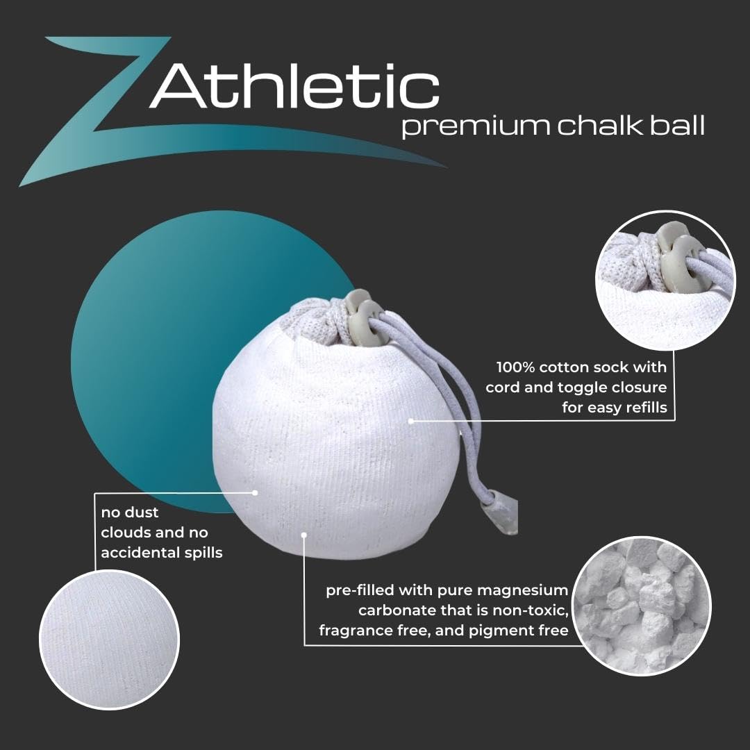 Z Athletic Gym Chalk Ball for Rock Climbing, Gymnastics, and Weightlifting, 2oz Refillable - Image 3