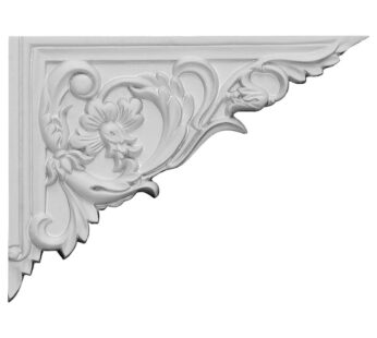 Ekena Millwork SB08X06FL-R Flower, Right Stair Brackets, 8 5/8″W x 6 1/4″H x 5/8″D, Primed