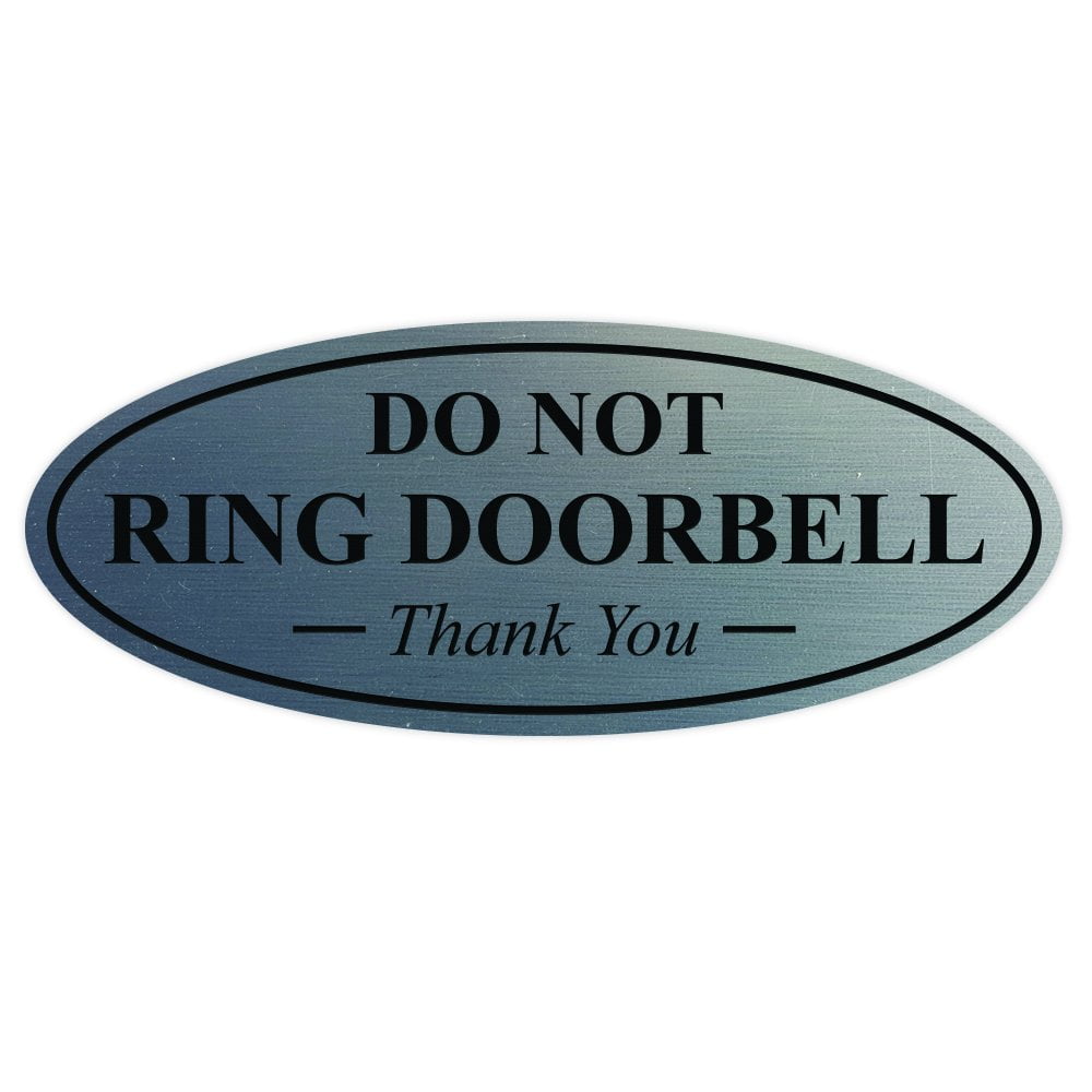 All Quality Oval DO NOT Ring DOORBELL Thank You Sign - Silver Small 1 Pack - Image 2