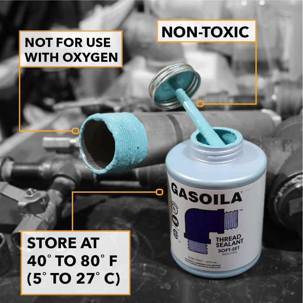 Gasoila - SS04 Soft-Set Pipe Thread Sealant with PTFE Paste, Non Hardening, -100 to 600 De - Image 6
